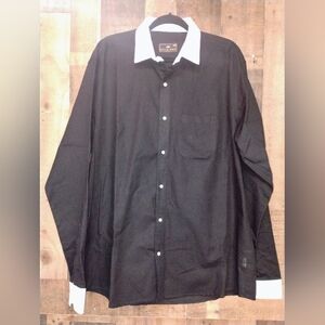 French Crown Jade Black With White Collar And Cuffs Premium Shirt Size 44 XL